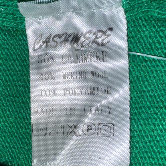 NWT At Last London Cashmere Wool Open Front Shawl Wrap Cardigan Sweater Green - Picture 6 of 6